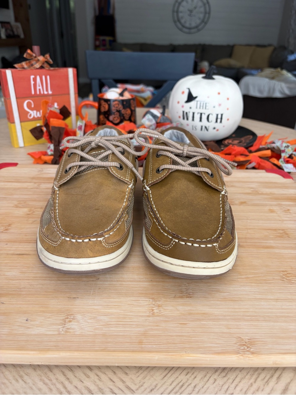 Margaritaville Men's Tan Brown Boat Shoes - Lace-Up Deck Style